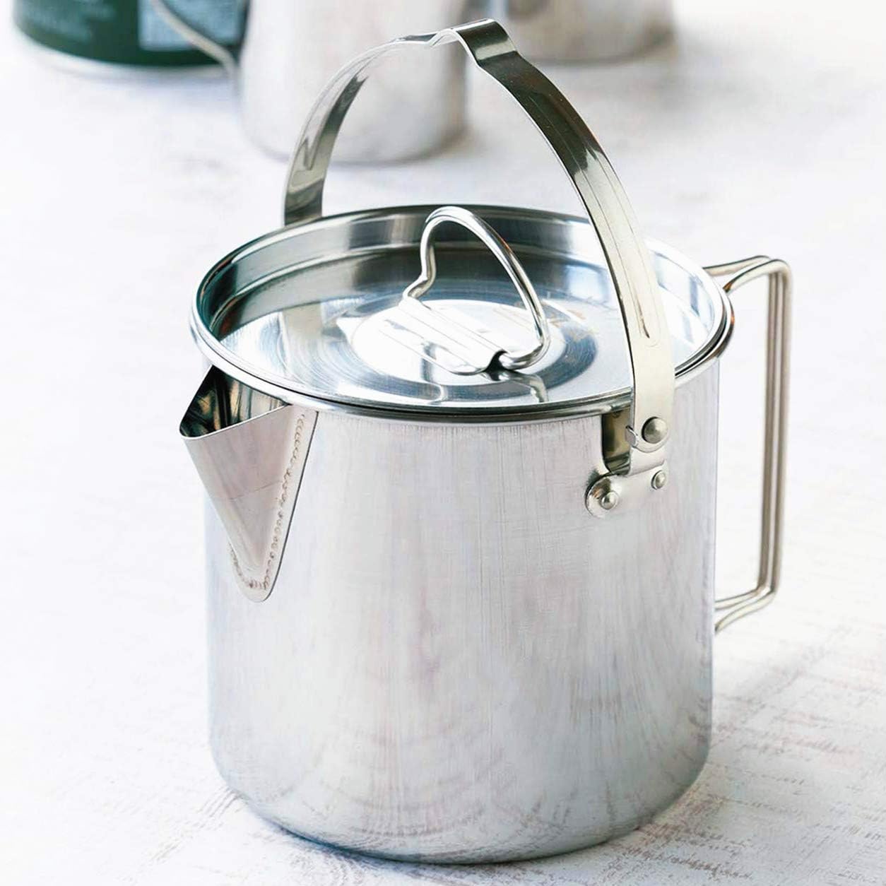 Camelwill 1Pc 1 Camping Kettle or 5Pcs 1 Camping Kettle 2 Cups 2 Bowls Stainless Steel